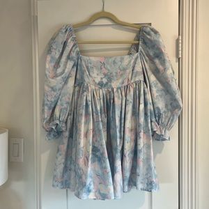 Cocolillys Pastel floral puff sleeve mini dress